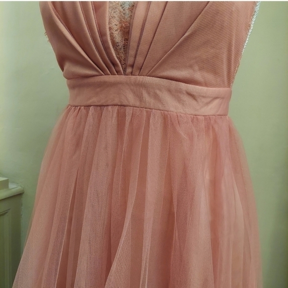 FASHION NOVA Work The Runway Blush Tulle Maxi Backless Dress - Picture 8 of 16